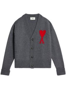 AMI Paris cardigan en laine à logo en intarsia - Gris