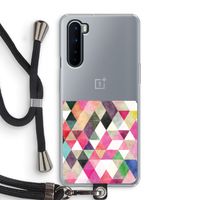 Gekleurde driehoekjes: OnePlus Nord Transparant Hoesje met koord Gekleurde driehoekjes: OnePlus Nord Transparant Hoesje met koord