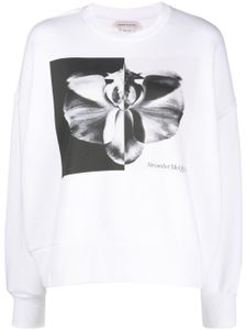 Alexander McQueen floral-print cotton sweatshirt - Blanc