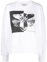 Alexander McQueen floral-print cotton sweatshirt - Blanc - thumbnail