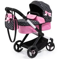 Poppenwagen XEO - zwart/roze