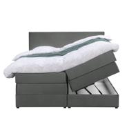 Leen Bakker - Boxspring Met Opbergruimte Liv Egaal - 160x200 Cm - Stof/Velvet - Grijs