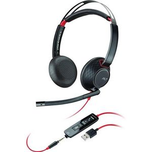 POLY Blackwire C5220 Headset Bedraad Hoofdband Kantoor/callcenter USB Type-A Zwart, Rood