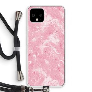 Abstract Painting Pink: Pixel 4 Transparant Hoesje met koord