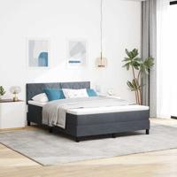 Boxspringbed met Matras Donkergrijs 140 x 190 cm Stof