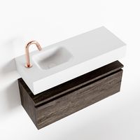 Toiletmeubel Mondiaz Andor | 80 cm | Meubelkleur Dark brown | Lex vrijhangend wastafel Talc Links | 1 kraangat