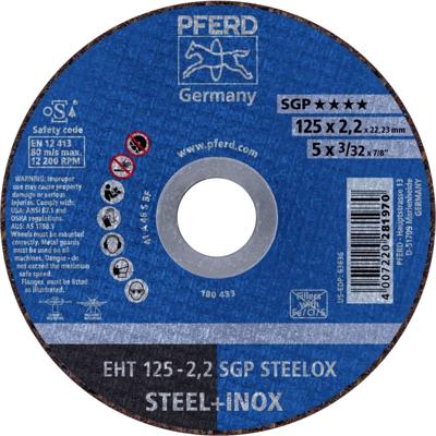 PFERD TOOLS EHT 125-2,2 SGP STEELOX 61331622 Doorslijpschijf recht 125 mm 25 stuk(s) RVS, Staal