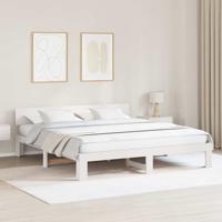 Bedframe met hoofdeinde Wit 180 x 200 cm Massief grenenhout