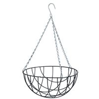 Hanging basket / plantenbak donkergroen met ketting 15.5 x 35 x 35 cm - metaaldraad - hangende bloem