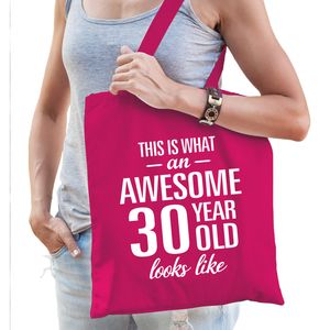 Awesome 30 year / geweldig 30 jaar cadeau tas roze voor dames   -