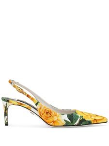 Dolce & Gabbana escarpins fleuris à bride arrière - Jaune