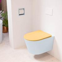 Wandcloset Mondiaz Lavie | Zonder spoelrand | Incl.Toiletzitting-Ocher | Keramiek | Clay (licht grijs)