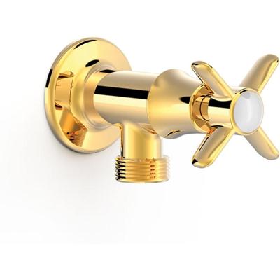 Tres Clasic design hoekstopkraan 1/2" bu x 3/4" bu 24k Goud glans