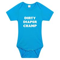 Dirty Diaper Champ tekst rompertje blauw baby - thumbnail