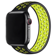 Solo Loop Sportbandje - Maat: L - Zwart + Geel - Geschikt voor Apple Watch 42mm / 44mm / 45mm / 49mm