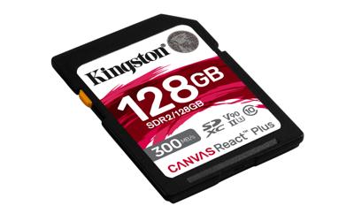 Kingston Technology 128GB Canvas React Plus SDHC UHS-II 300R/260W U3 V90 voor Full HD/4K/8K