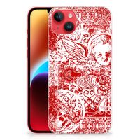 Silicone Back Case iPhone 14 Plus Angel Skull Rood - thumbnail