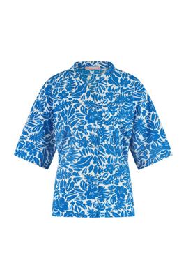 Beaudine flower blouse - off white/cobalt - 07164