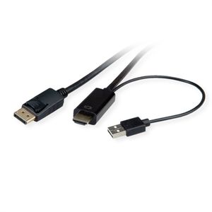 ROLINE 11.04.5991 video kabel adapter 1 m HDMI + USB DisplayPort Zwart