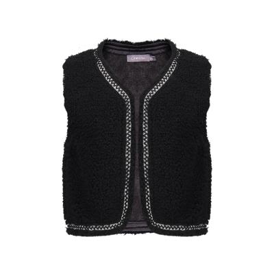 Geisha winter gilet meisjes - zwart - zigzag, teddy borduursel