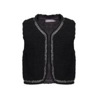 Geisha winter gilet meisjes - zwart - zigzag, teddy borduursel