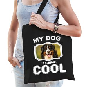 Berner sennen honden tasje zwart volwassenen en kinderen - my dog serious is cool kado boodschappent