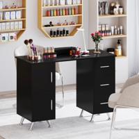 Professionele Manicuretafel met 2 Kasten 3 Lades Nagelstudio met Polssteun Metalen Poten voor Schoonheidssalon Spa 108 x 45 x 76 cm