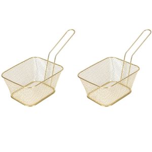 8x Gouden patat/snack serveermandjes/frituurmandjes 24 cm