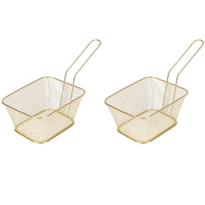 8x Gouden patat/snack serveermandjes/frituurmandjes 24 cm