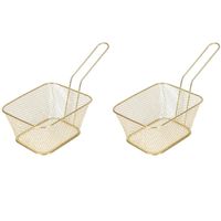 8x Gouden patat/snack serveermandjes/frituurmandjes 24 cm