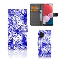 Telefoonhoesje met Naam Samsung Galaxy A13 (4G) Angel Skull Blauw