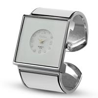 Vierkante grote wijzerplaat armband quartz horloge voor vrouwen (wit)