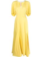 Marni robe mi-longue évasée à col v - Jaune