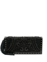 Balmain pochette en cuir à ornements en cristal - Noir