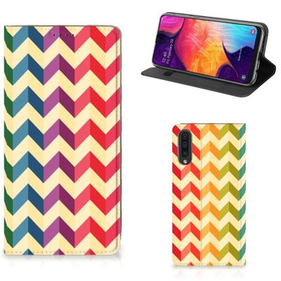 Samsung Galaxy A50 | Hoesje met Magneet | Zigzag Multi Color
