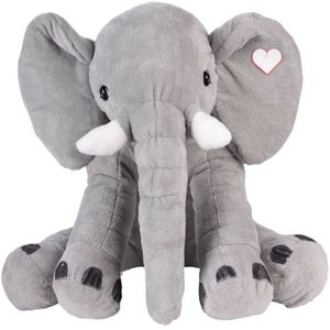 Speelgoed Knuffel Olifant van zachte pluche -  grijs - 65 cm   -