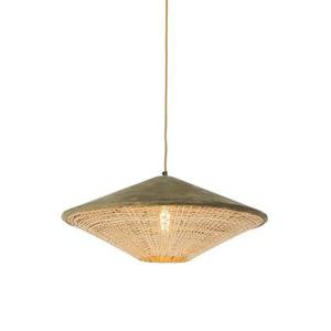 QAZQA Landelijke hanglamp groene velours met riet 60 cm - Frills Can