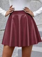 Bon&Bon Silver Metallic PU Leather Mini Skirt - High Waist Pleated Skort Hot Pink / S