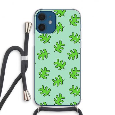 Groene blaadjes: iPhone 12 Transparant Hoesje met koord
