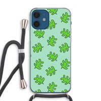 Groene blaadjes: iPhone 12 Transparant Hoesje met koord