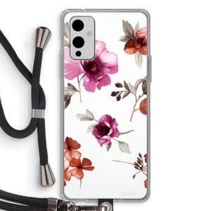 Geschilderde bloemen: OnePlus 9 Transparant Hoesje met koord
