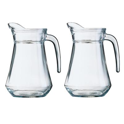 Arcoroc Glazen schenkkan/karaf - 2x stuks - 1 liter/1000 ml - Sapkannen/waterkannen/schenkkannen