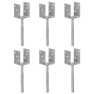 VidaXL Grondankers 6 st 8x6x30 cm gegalvaniseerd staal zilverkleurig