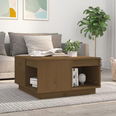 Salontafel 60x61x32,5 cm massief grenenhout honingbruin