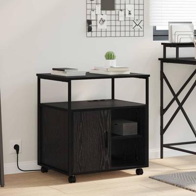 Kantoor kast met wiel Zwart eiken 60 x 46 x 67 cm Bewerkt hout