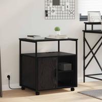 Kantoor kast met wiel Zwart eiken 60 x 46 x 67 cm Bewerkt hout
