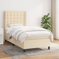 Boxspring met matras stof crèmekleurig 90x190 cm