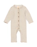 HEMA Newborn jumpsuit rib strepen zand (zand)