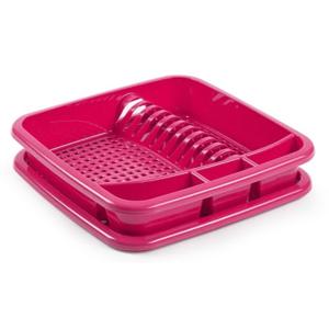 Plastic Forte Afdruiprek - met lekbak - fuchsia - 39 x 39 cm - Afwasrek - Afdruiprekken