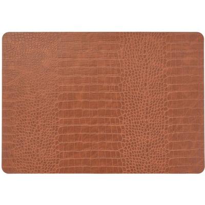 Unique Living placemats Croco lederlook - 1x - 43 x 30 cm - bruin - pvc - tafel onderleggers
